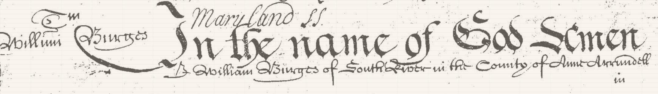 Heading of William Burgess&rsquo;s will